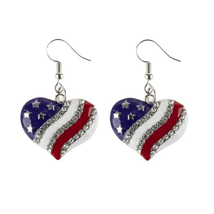 Casual American Flag Rhinestones 304 Stainless Steel Alloy Wholesale Earrings Keychain Necklace