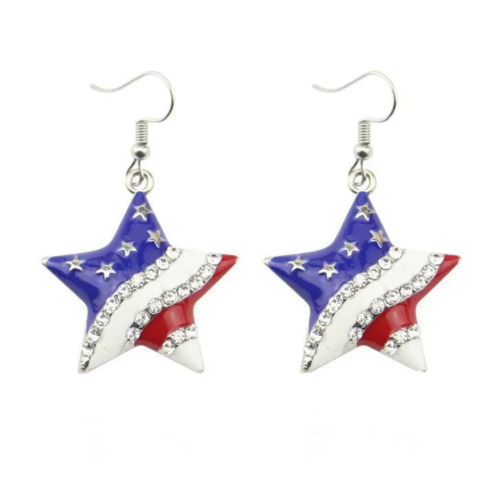 Casual American Flag Rhinestones 304 Stainless Steel Alloy Wholesale Earrings Keychain Necklace