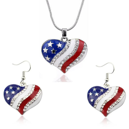 Casual American Flag Rhinestones 304 Stainless Steel Alloy Wholesale Earrings Keychain Necklace