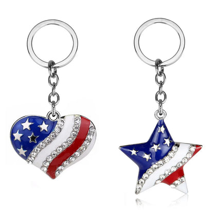 Casual American Flag Rhinestones 304 Stainless Steel Alloy Wholesale Earrings Keychain Necklace