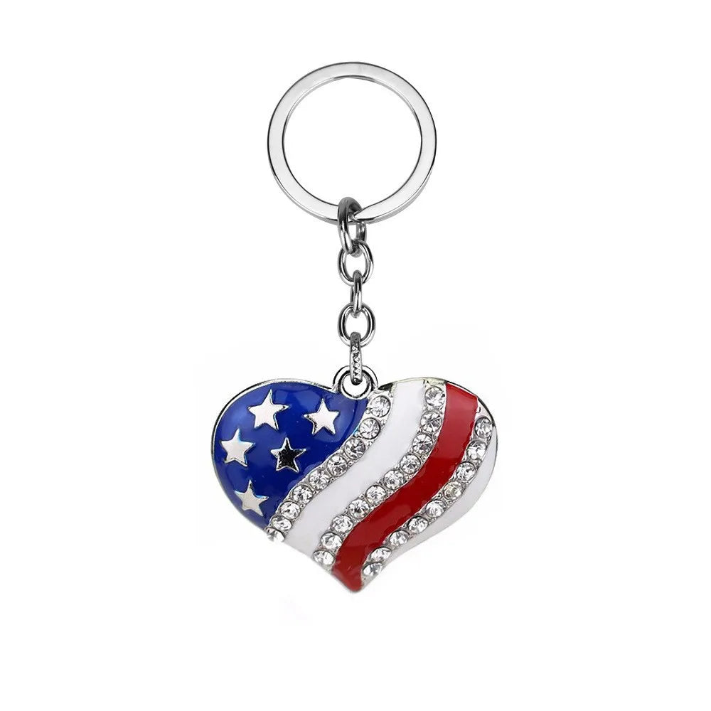 Casual American Flag Rhinestones 304 Stainless Steel Alloy Wholesale Earrings Keychain Necklace