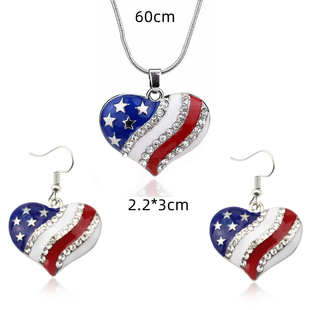 Casual American Flag Rhinestones 304 Stainless Steel Alloy Wholesale Earrings Keychain Necklace