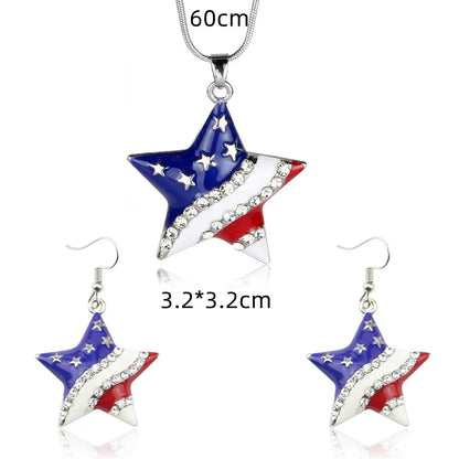 Casual American Flag Rhinestones 304 Stainless Steel Alloy Wholesale Earrings Keychain Necklace