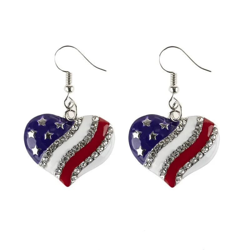 Casual American Flag Rhinestones 304 Stainless Steel Alloy Wholesale Earrings Keychain Necklace