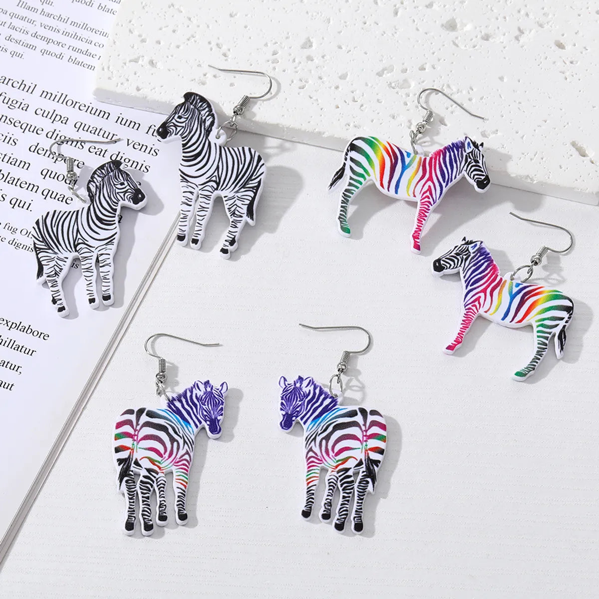 Casual Artistic Animal Zebra Arylic Plate Women's Drop Earrings