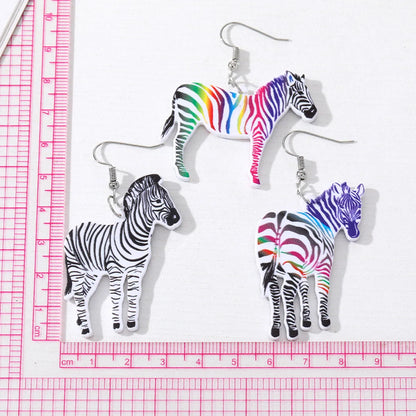 Casual Artistic Animal Zebra Arylic Plate Women's Drop Earrings