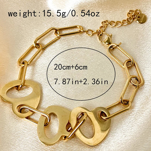 Casual Artistic Streetwear Heart Shape 304 Stainless Steel 14K Gold Plated Bracelets In Bulk