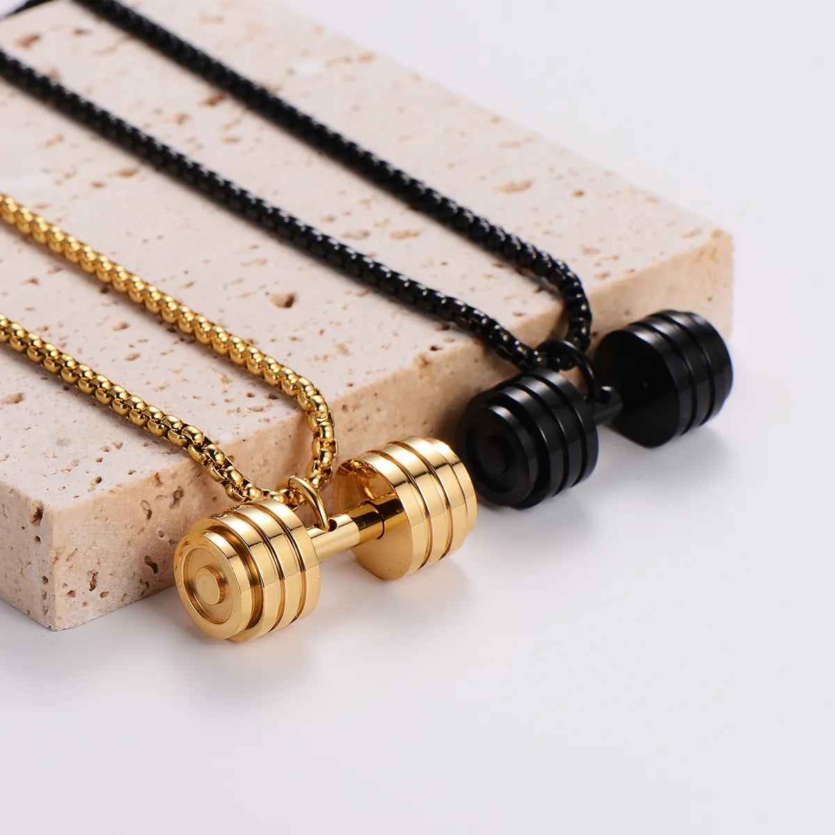 Casual Barbell Stainless Steel 18k Gold Plated Unisex Pendant Necklace