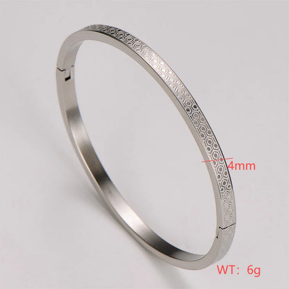 Casual Basic Korean Style Lingge 304 Stainless Steel 18K Gold Plated Rose Gold Plated Bangle In Bulk