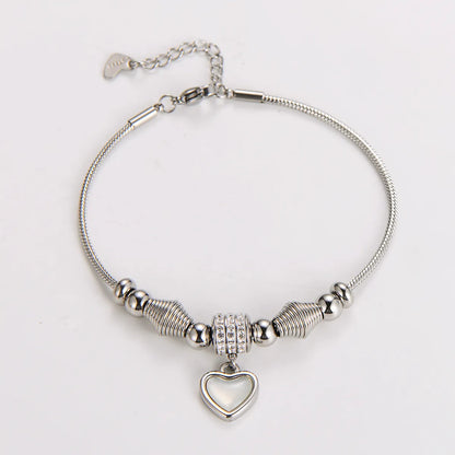 Casual Basic Simple Style Heart Shape 304 Stainless Steel 18K Gold Plated Rhinestones Bracelets In Bulk