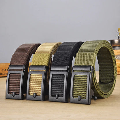 Casual Basic Solid Color Canvas Iron Men'S Woven Belts