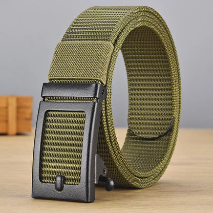 Casual Basic Solid Color Canvas Iron Men'S Woven Belts