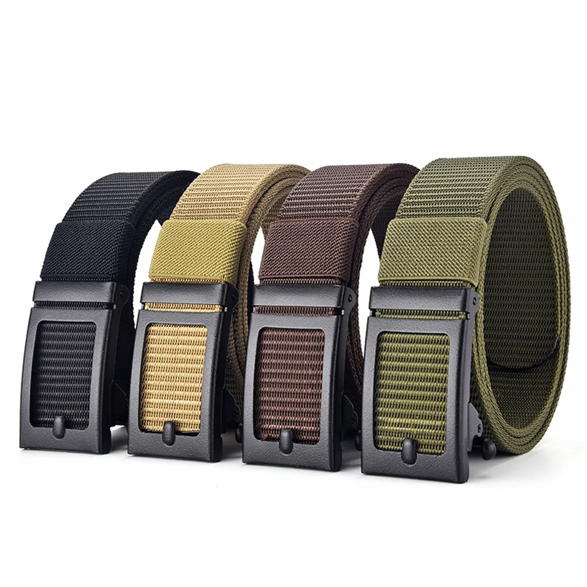 Casual Basic Solid Color Canvas Iron Men'S Woven Belts