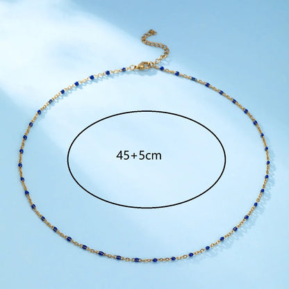 Casual Basic Solid Color Stainless Steel Beaded Plating 18k Gold Plated Necklace