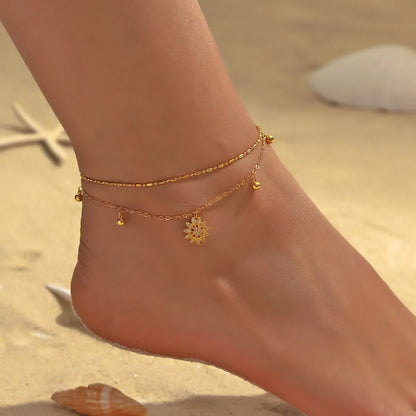 Casual Beach Geometric Snake Copper Layered Inlay Zircon 18K Gold Plated Women's Anklet