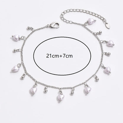 Casual Beach Pearl Plastic Copper Plating 18k Gold Plated White Gold Plated Women'S Anklet