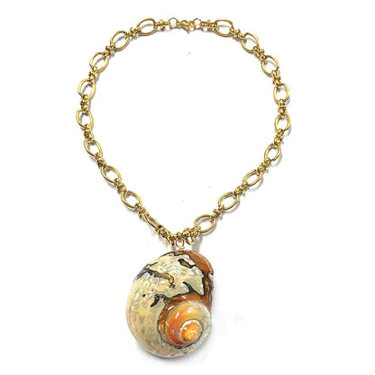 Casual Beach Shell 18K Gold Plated Rope Shell Titanium Steel Wholesale Pendant Necklace