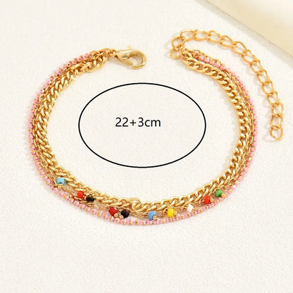 Casual Beach Starfish Heart Shape Pearl 18k Gold Plated Stainless Steel Plastic Acrylic Wholesale Anklet