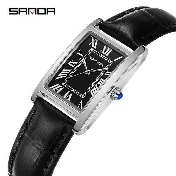 Casual Belt Quartz Watch Retro Style Square Shape For Men And Women Alloy Alloy Case Stainless Steel Buckle
