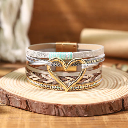 Casual Bohemian Heart Shape Criss Cross Layered Women's Bracelets