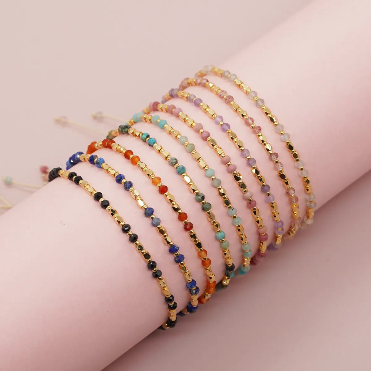 Casual Bohemian Round Natural Stone Rope Beaded Handmade Bracelets