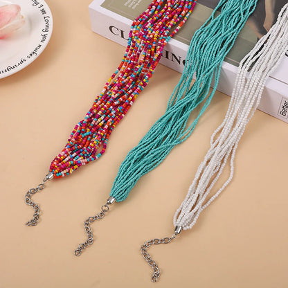 Casual Bohemian Round Seed Bead Beaded Layered Women's Necklace