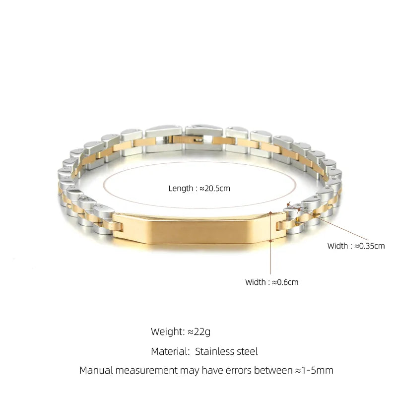 Casual Business Geometric 304 Stainless Steel Polishing Plating 18K Gold Plated Men'S Bracelets