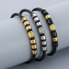 Casual Business Simple Style Geometric 304 Stainless Steel Microfiber Leather 18K Gold Plated Men'S Bangle