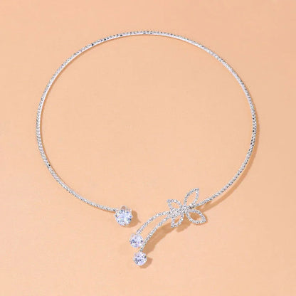 Casual Butterfly Alloy Plating Rhinestones Women'S Choker 1 Piece