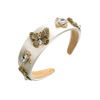 Women'S Casual Butterfly Cloth Inlay Artificial Rhinestones Artificial Pearls Hair Band