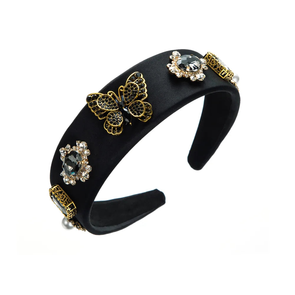 Women'S Casual Butterfly Cloth Inlay Artificial Rhinestones Artificial Pearls Hair Band