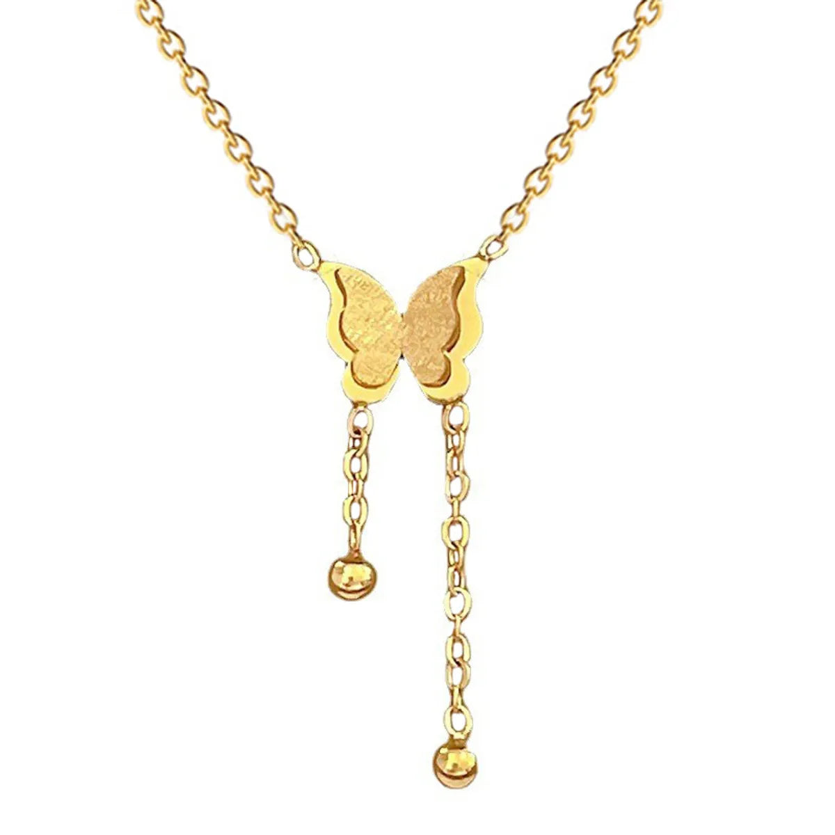 Casual Butterfly Titanium Steel Plating Gold Plated Pendant Necklace