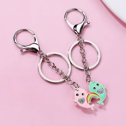 Casual Cartoon Style Cute Rainbow Whale Alloy Bag Pendant Keychain