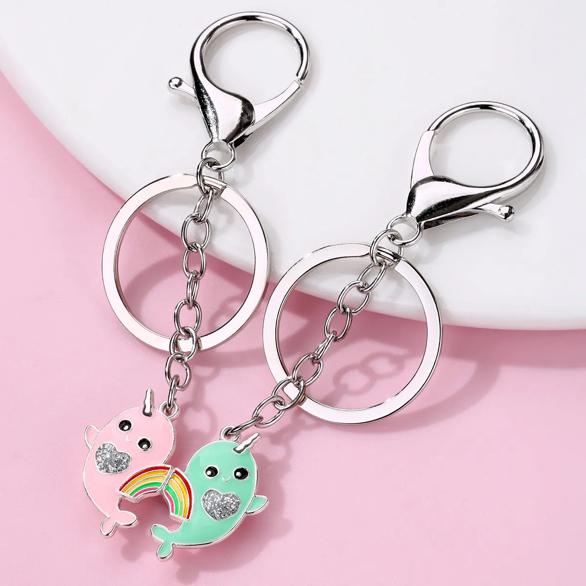 Casual Cartoon Style Cute Rainbow Whale Alloy Bag Pendant Keychain