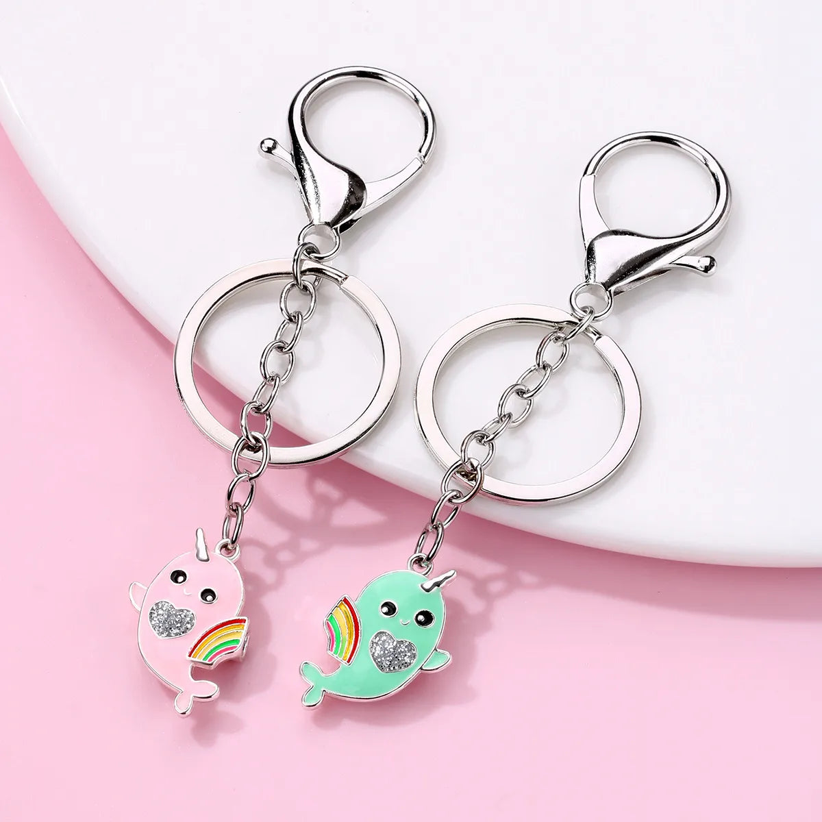 Casual Cartoon Style Cute Rainbow Whale Alloy Bag Pendant Keychain