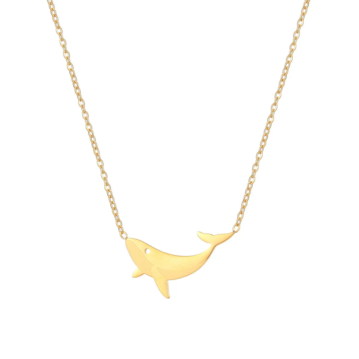 304 Stainless Steel 18K Gold Plated Casual Cartoon Style Streetwear Plating Whale Pendant Necklace