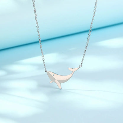 304 Stainless Steel 18K Gold Plated Casual Cartoon Style Streetwear Plating Whale Pendant Necklace