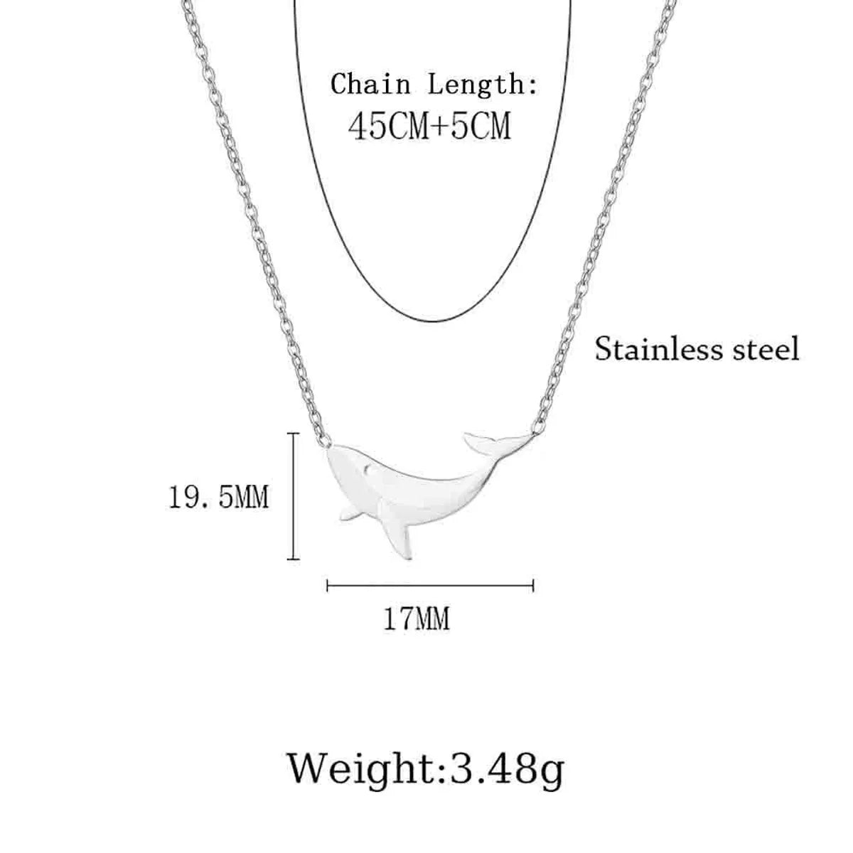 304 Stainless Steel 18K Gold Plated Casual Cartoon Style Streetwear Plating Whale Pendant Necklace