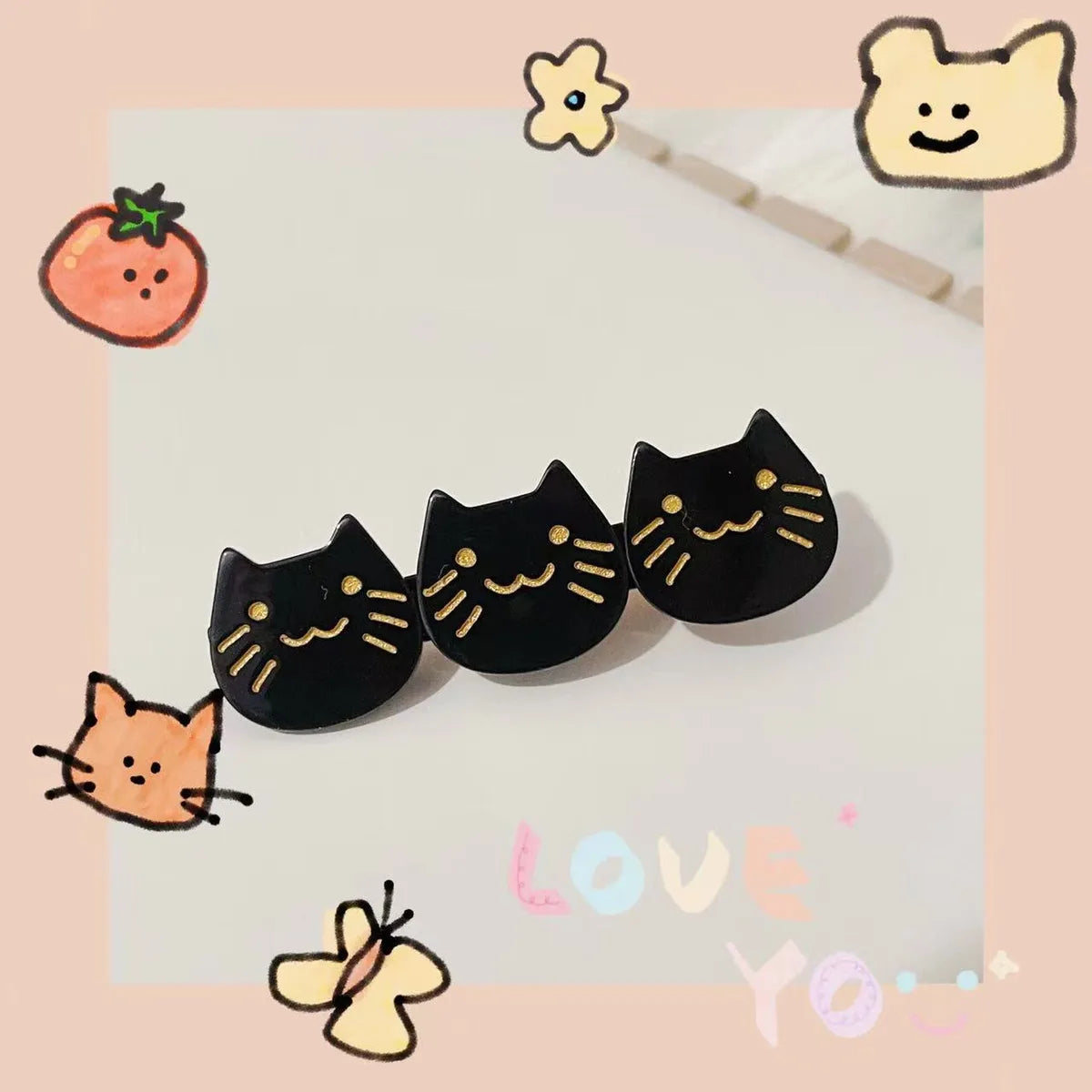 Women'S Casual Cat Acetic Acid Sheets Hair Clip