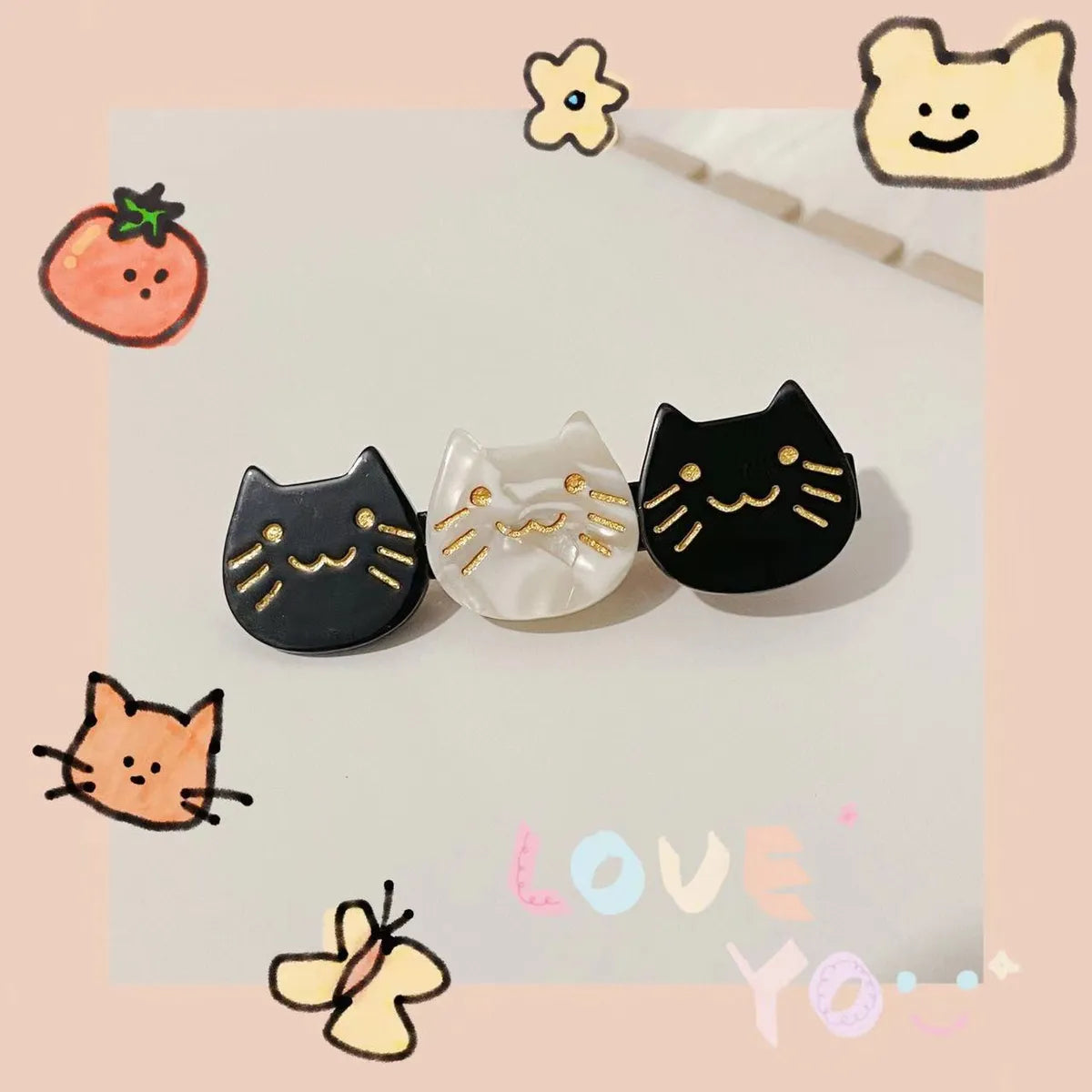 Women'S Casual Cat Acetic Acid Sheets Hair Clip