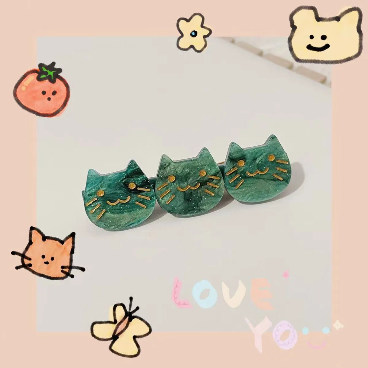 Women'S Casual Cat Acetic Acid Sheets Hair Clip