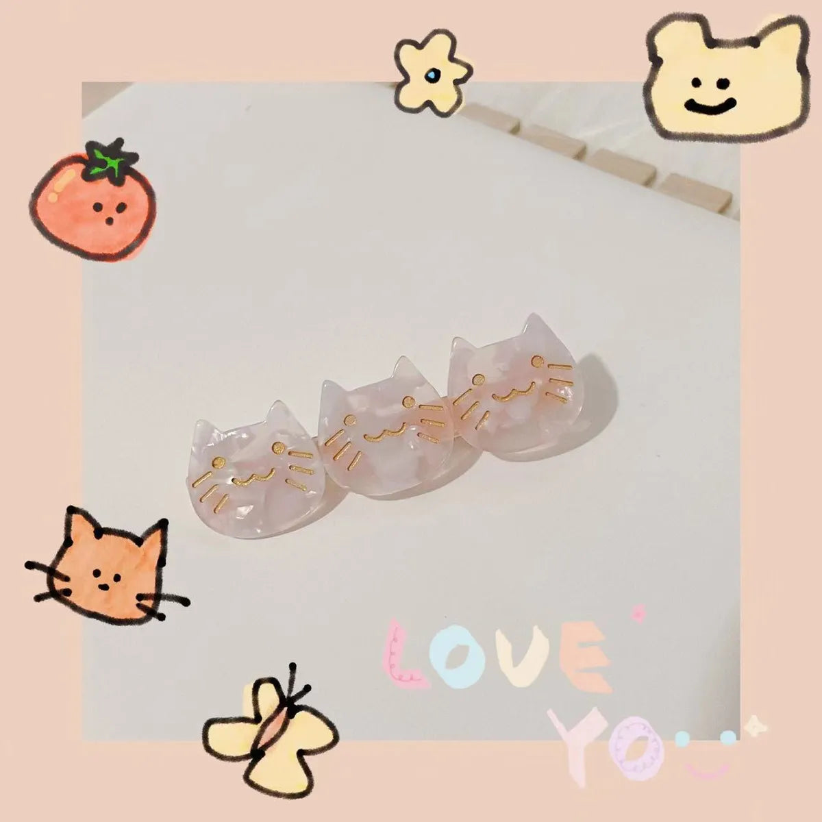 Women'S Casual Cat Acetic Acid Sheets Hair Clip