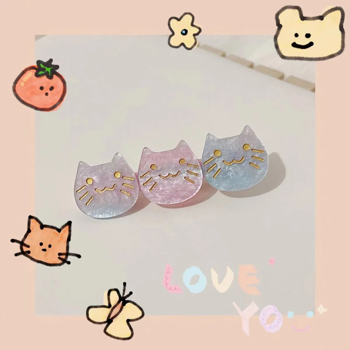 Women'S Casual Cat Acetic Acid Sheets Hair Clip