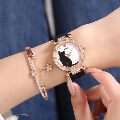 Casual Cat Buckle Quartz Women'S Watches