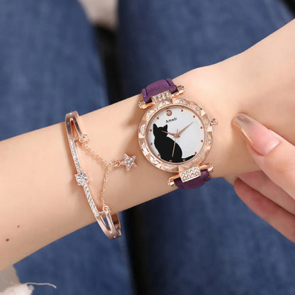 Casual Cat Buckle Quartz Women'S Watches