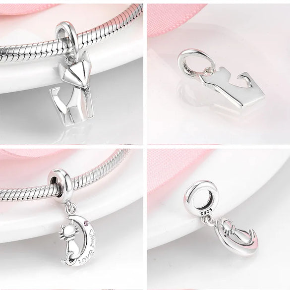 1 Piece Sterling Silver Zircon Enamel Inlay Polished Pendant Beads