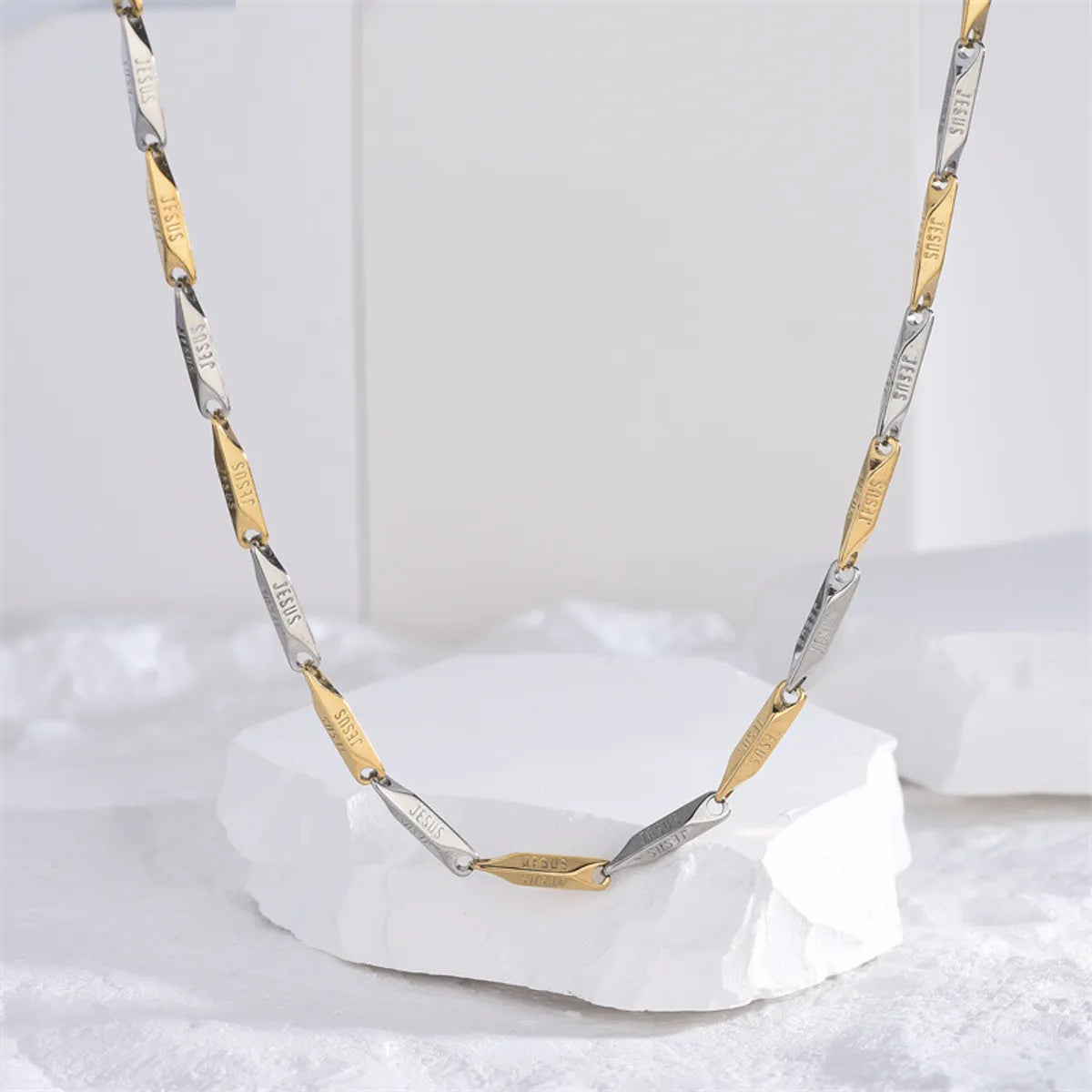 Casual Classic Style Artistic Rhombus Titanium Steel Polishing Plating 14k Gold Plated Necklace