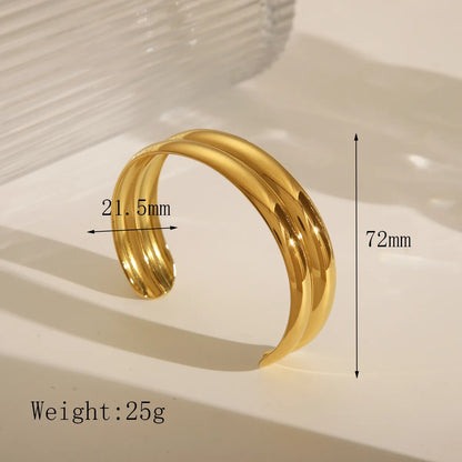 Casual Classic Style Commute Solid Color 14K Gold Plated 304 Stainless Steel Wholesale Bangle