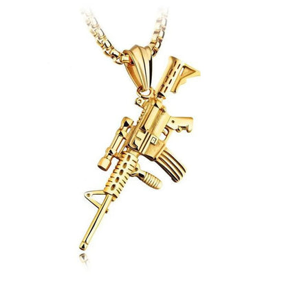 Casual Classic Style Cross Pistol Solid Color Alloy Plating Men'S Pendant Necklace