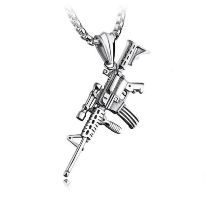 Casual Classic Style Cross Pistol Solid Color Alloy Plating Men'S Pendant Necklace